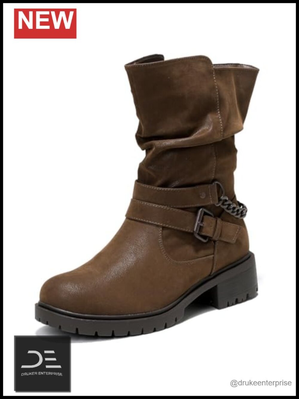 Women's Extra Wide Calf Faux Leather Ankle Boots with Memory Foam Insole
